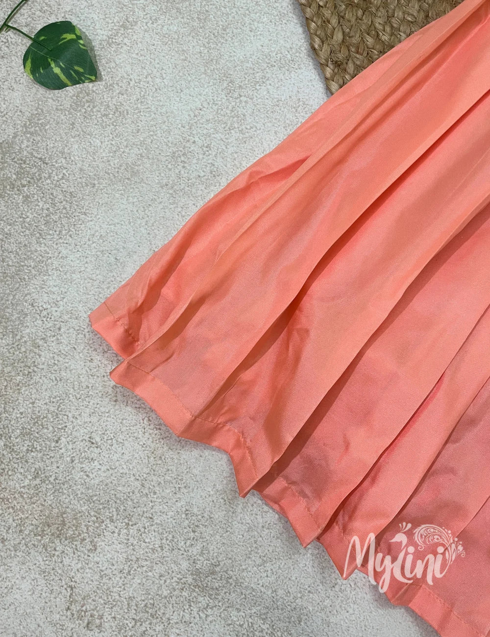 Peach Pleated Traditional Dress - mylini