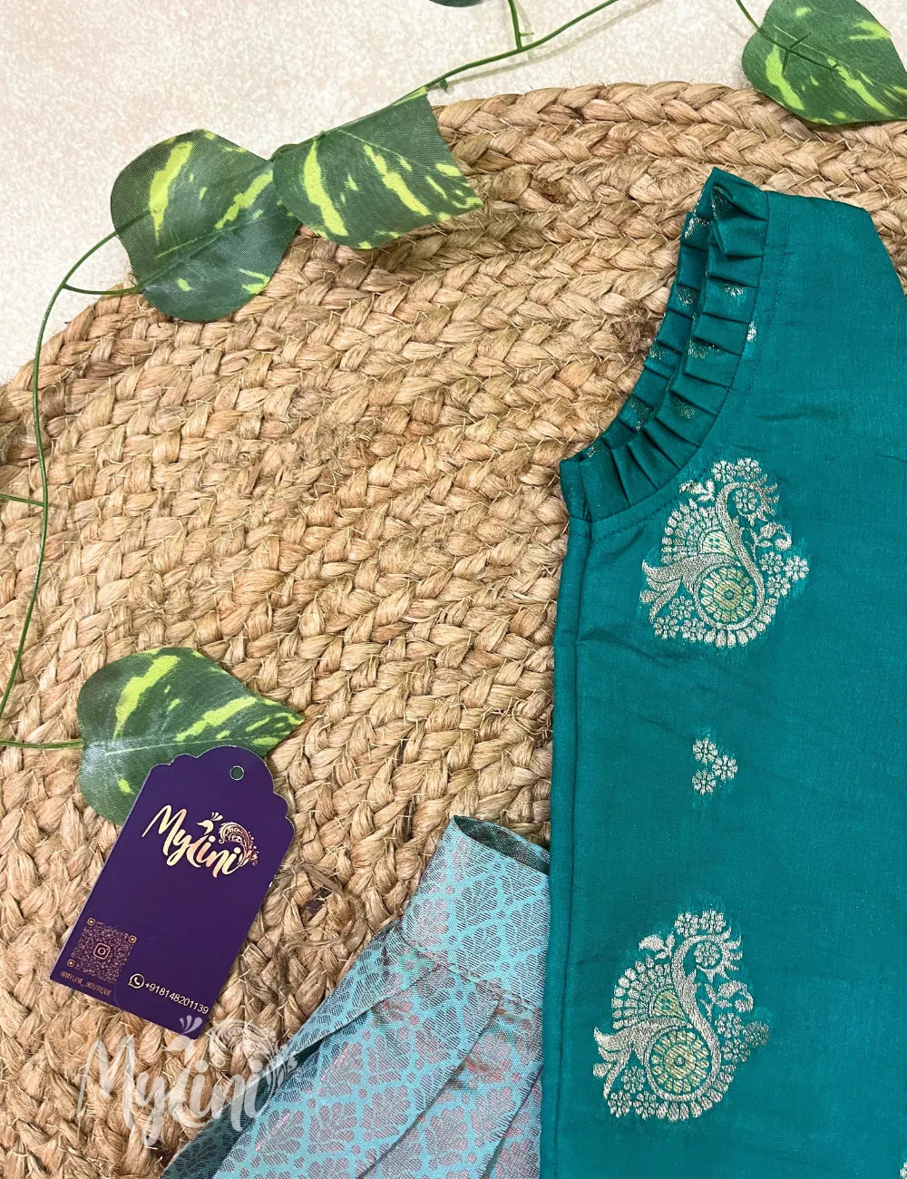 Teal & Silver Girls Ethnic Set - mylini