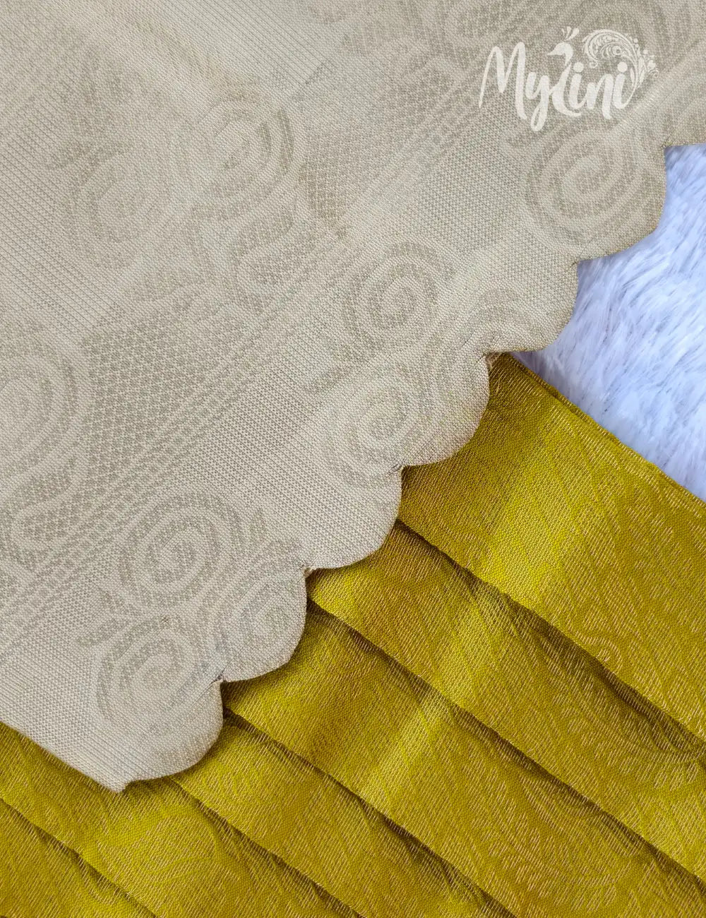 Cream & Mustard Girls Pattupavadai Set - mylini
