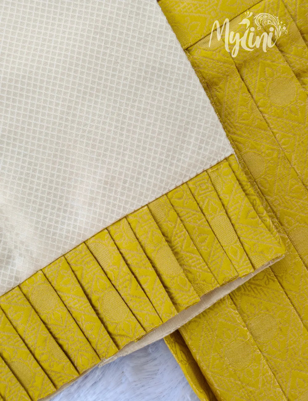 Ivory & Mustard Girls Pattupavadai Set - mylini