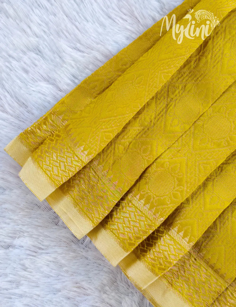 Ivory & Mustard Girls Pattupavadai Set - mylini