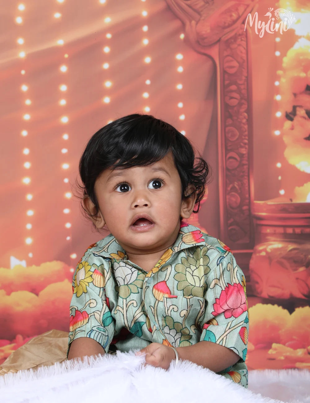 Mint Floral Boys Traditional Shirt - mylini