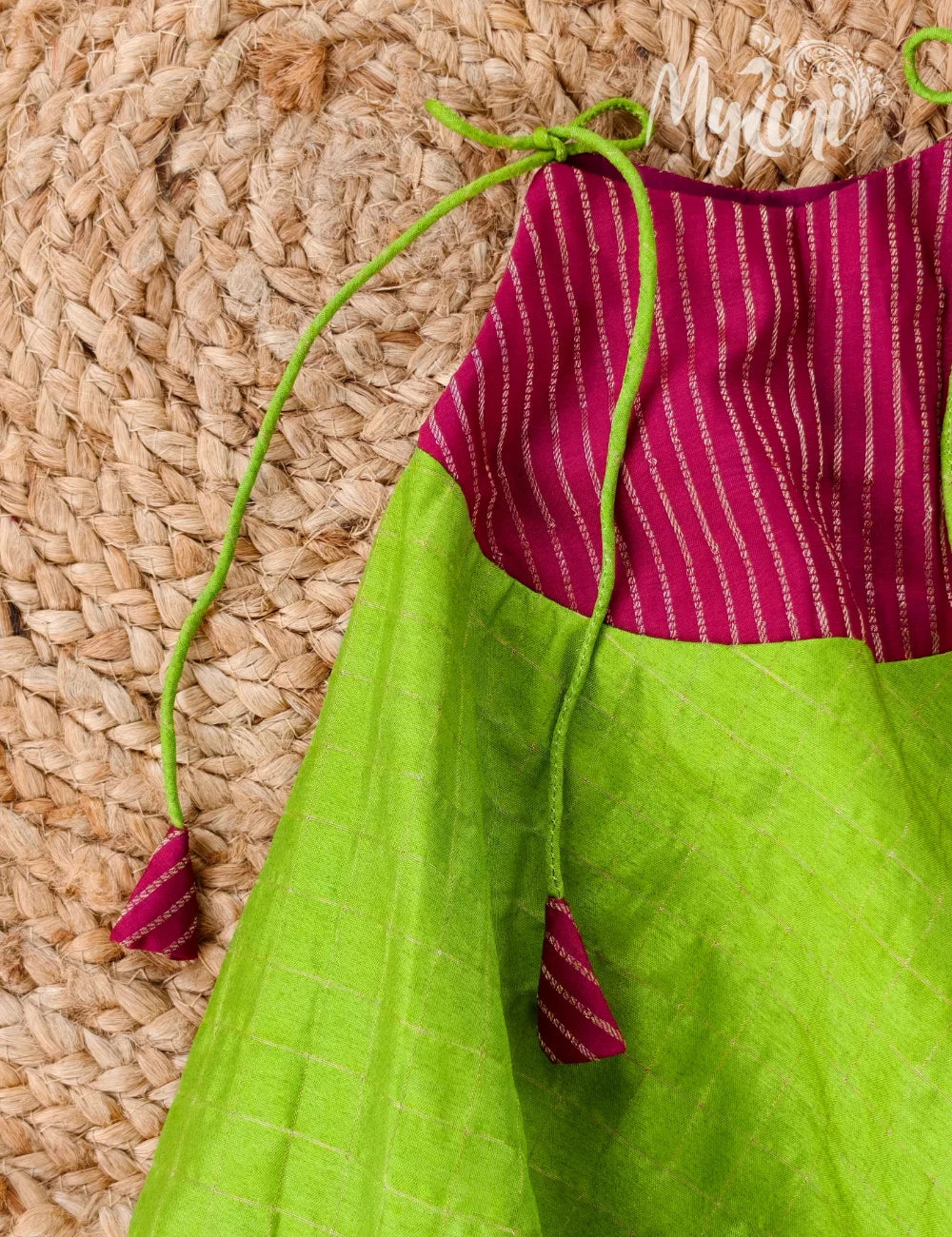 Parrot Green Traditional Silk Baby Frock - mylini