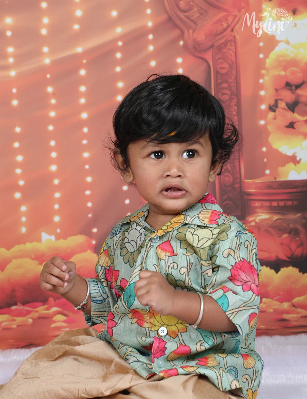 Mint Floral Boys Traditional Shirt - mylini