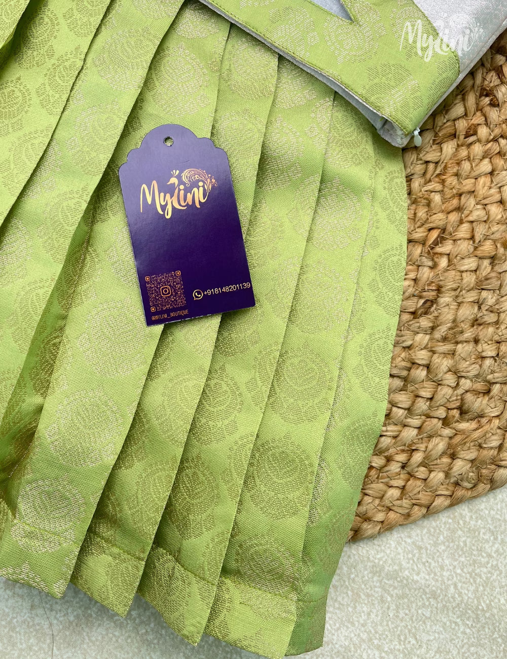 Kids Candy Green & White Ethnic Dress – Festive Wear for Baby Girls - mylini