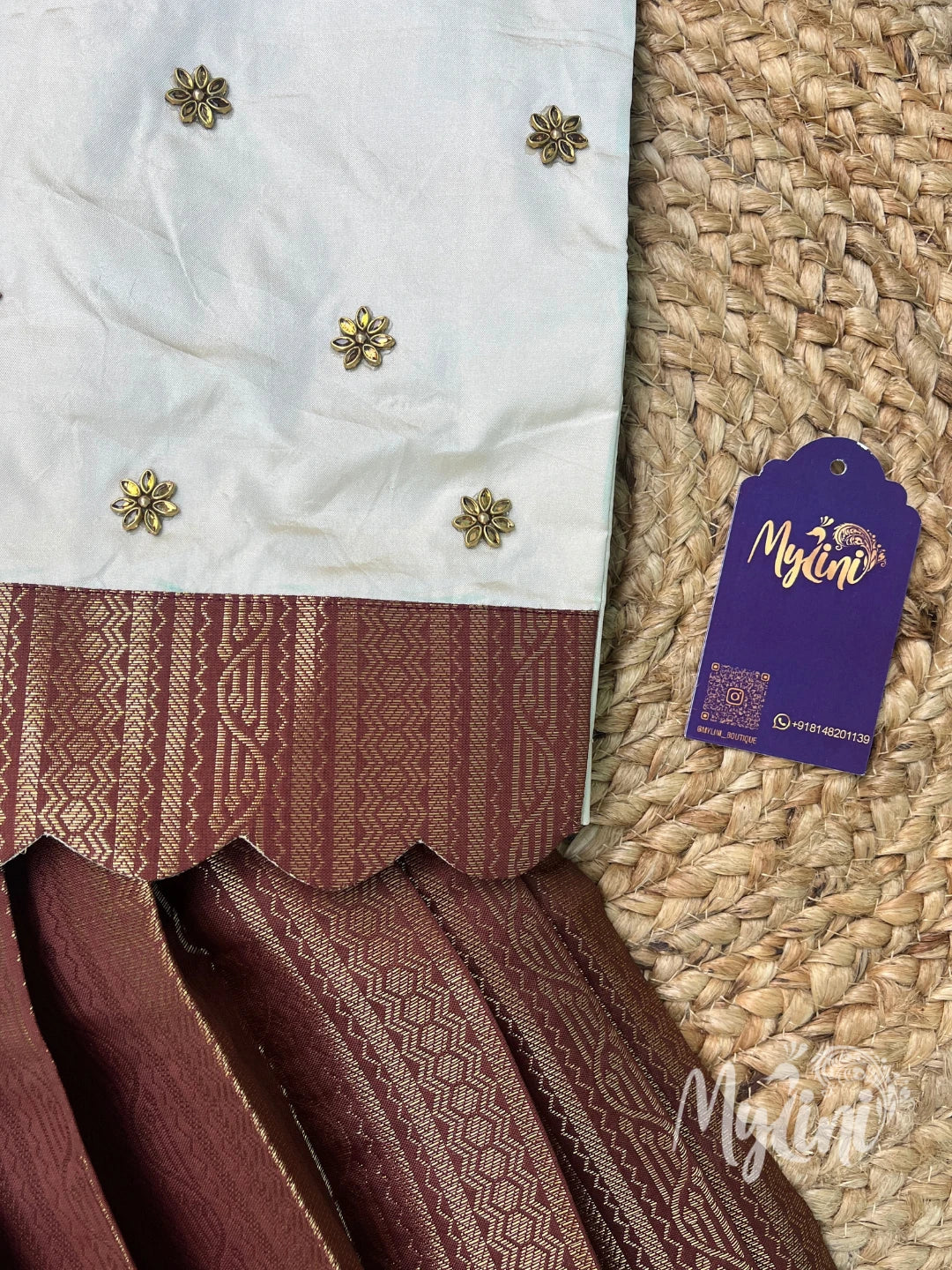 Ivory & Copper Girls Traditional Dress - mylini
