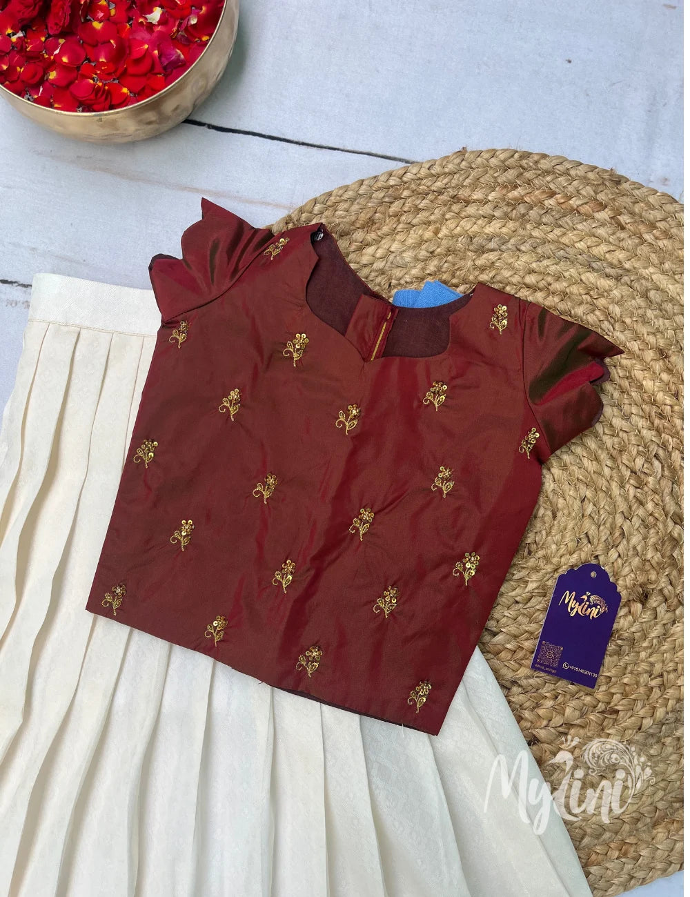 Maroon & Cream Girls Traditional Dress - mylini