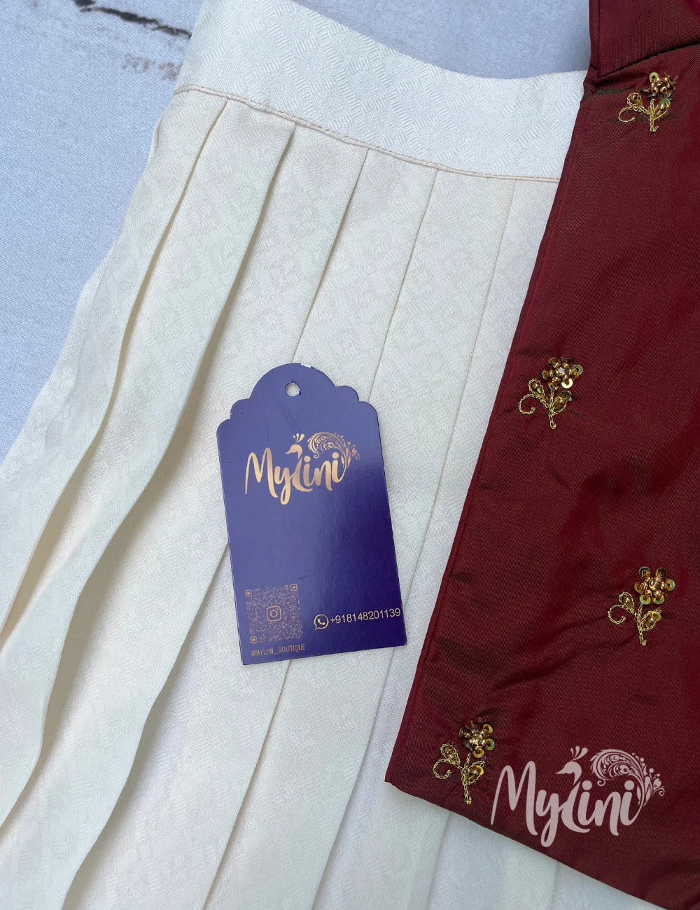 Maroon & Cream Girls Traditional Dress - mylini