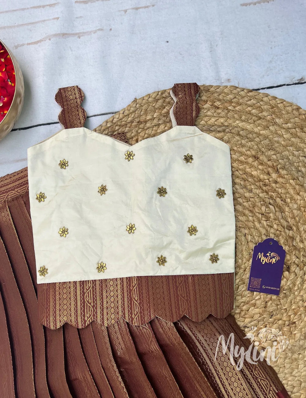 Ivory & Copper Girls Traditional Dress - mylini